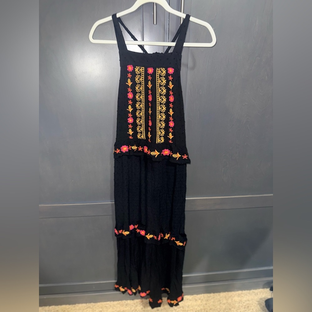 Black Embroidered Maxi Dress